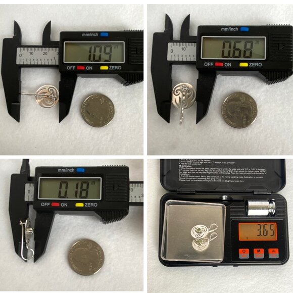 Sterling Silver 925 Round Peridot Pierced Celtic Style Dangle Drop Earrings - Picture 10 of 16